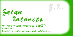 zalan kolonits business card